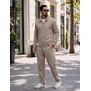 COOFANDY Men’s 2 Piece Tracksuit Set Quarter Zip Sweatsuit Athletic Outfits(Taupe Grey)