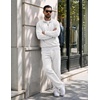 COOFANDY Men’s 2 Piece Tracksuit Set Quarter Zip Sweatsuit Athletic Outfits(White)