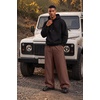 COOFANDY Mens Baggy Sweatpants Wide Leg Cotton Fleece Open Bottom Sweatpant(Brown(fleece))