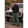 COOFANDY Mens Baggy Sweatpants Wide Leg Cotton Fleece Open Bottom Sweatpant(Dark Green(fleece))