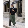 COOFANDY Mens Baggy Sweatpants Wide Leg Cotton Fleece Open Bottom Sweatpant(Dark Green(fleece))