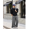 COOFANDY Mens Baggy Sweatpants Wide Leg Cotton Fleece Open Bottom Sweatpant(Dark Heather Grey(fleece))