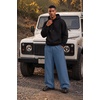 COOFANDY Mens Baggy Sweatpants Wide Leg Cotton Fleece Open Bottom Sweatpant(Demin Blue(fleece))