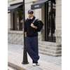 COOFANDY Mens Baggy Sweatpants Wide Leg Cotton Fleece Open Bottom Sweatpant(Navy Blue(fleece))