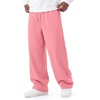COOFANDY Mens Baggy Sweatpants Wide Leg Cotton Fleece Open Bottom Sweatpant(Pink(fleece))