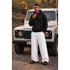 COOFANDY Mens Baggy Sweatpants Wide Leg Cotton Fleece Open Bottom Sweatpant(White(fleece))