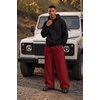 COOFANDY Mens Baggy Sweatpants Wide Leg Cotton Fleece Open Bottom Sweatpant(Wine Red(fleece))