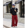 COOFANDY Mens Baggy Sweatpants Wide Leg Cotton Fleece Open Bottom Sweatpant(Wine Red(fleece))