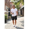 COOFANDY Men’s Casual Cotton Linen Shorts Elastic Waist Drawstring Shorts(2 Pack  Linen Khaki  Black)