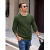 COOFANDY Mens Casual Crewneck Sweater Long Sleeve Waffle Knit Pullover(Army Green)