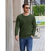COOFANDY Mens Casual Crewneck Sweater Long Sleeve Waffle Knit Pullover(Army Green)
