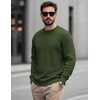 COOFANDY Mens Casual Crewneck Sweater Long Sleeve Waffle Knit Pullover(Army Green)