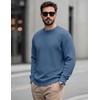 COOFANDY Mens Casual Crewneck Sweater Long Sleeve Waffle Knit Pullover(Blue)