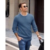 COOFANDY Mens Casual Crewneck Sweater Long Sleeve Waffle Knit Pullover(Blue)