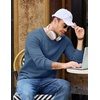 COOFANDY Mens Casual Crewneck Sweater Long Sleeve Waffle Knit Pullover(Blue)