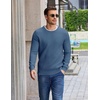 COOFANDY Mens Casual Crewneck Sweater Long Sleeve Waffle Knit Pullover(Blue)