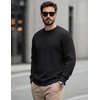 COOFANDY Mens Casual Crewneck Sweater Long Sleeve Waffle Knit Pullover(Classic Black)