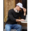 COOFANDY Mens Casual Crewneck Sweater Long Sleeve Waffle Knit Pullover(Classic Black)