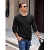 COOFANDY Mens Casual Crewneck Sweater Long Sleeve Waffle Knit Pullover(Classic Black)