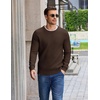 COOFANDY Mens Casual Crewneck Sweater Long Sleeve Waffle Knit Pullover(Coffee Brown)