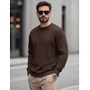 COOFANDY Mens Casual Crewneck Sweater Long Sleeve Waffle Knit Pullover(Coffee Brown)