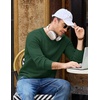 COOFANDY Mens Casual Crewneck Sweater Long Sleeve Waffle Knit Pullover(Dark Green)