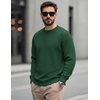 COOFANDY Mens Casual Crewneck Sweater Long Sleeve Waffle Knit Pullover(Dark Green)