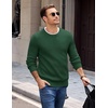 COOFANDY Mens Casual Crewneck Sweater Long Sleeve Waffle Knit Pullover(Dark Green)