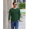 COOFANDY Mens Casual Crewneck Sweater Long Sleeve Waffle Knit Pullover(Dark Green)