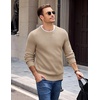 COOFANDY Mens Casual Crewneck Sweater Long Sleeve Waffle Knit Pullover(Dark Khaki)