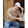 COOFANDY Mens Casual Crewneck Sweater Long Sleeve Waffle Knit Pullover(Dark Khaki)