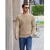 COOFANDY Mens Casual Crewneck Sweater Long Sleeve Waffle Knit Pullover(Dark Khaki)