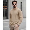 COOFANDY Mens Casual Crewneck Sweater Long Sleeve Waffle Knit Pullover(Dark Khaki)