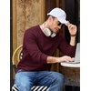 COOFANDY Mens Casual Crewneck Sweater Long Sleeve Waffle Knit Pullover(Dark Red)