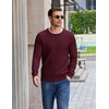 COOFANDY Mens Casual Crewneck Sweater Long Sleeve Waffle Knit Pullover(Dark Red)