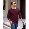 COOFANDY Mens Casual Crewneck Sweater Long Sleeve Waffle Knit Pullover(Dark Red)