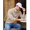 COOFANDY Mens Casual Crewneck Sweater Long Sleeve Waffle Knit Pullover(Khaki)