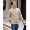 COOFANDY Mens Casual Crewneck Sweater Long Sleeve Waffle Knit Pullover(Khaki)