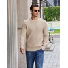 COOFANDY Mens Casual Crewneck Sweater Long Sleeve Waffle Knit Pullover(Khaki)