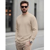 COOFANDY Mens Casual Crewneck Sweater Long Sleeve Waffle Knit Pullover(Khaki)