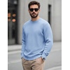 COOFANDY Mens Casual Crewneck Sweater Long Sleeve Waffle Knit Pullover(Light Blue)
