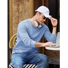 COOFANDY Mens Casual Crewneck Sweater Long Sleeve Waffle Knit Pullover(Light Blue)