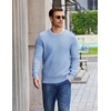 COOFANDY Mens Casual Crewneck Sweater Long Sleeve Waffle Knit Pullover(Light Blue)