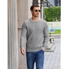 COOFANDY Mens Casual Crewneck Sweater Long Sleeve Waffle Knit Pullover(Light Grey)