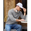 COOFANDY Mens Casual Crewneck Sweater Long Sleeve Waffle Knit Pullover(Light Grey)