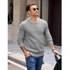 COOFANDY Mens Casual Crewneck Sweater Long Sleeve Waffle Knit Pullover(Light Grey)