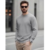 COOFANDY Mens Casual Crewneck Sweater Long Sleeve Waffle Knit Pullover(Light Grey)