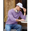 COOFANDY Mens Casual Crewneck Sweater Long Sleeve Waffle Knit Pullover(Light Purple)