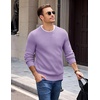 COOFANDY Mens Casual Crewneck Sweater Long Sleeve Waffle Knit Pullover(Light Purple)