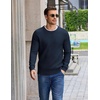 COOFANDY Mens Casual Crewneck Sweater Long Sleeve Waffle Knit Pullover(Midnight Blue)